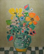ポール・アイズピリ「ベージュ色の背景の花束」