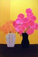 ベルナール・カトラン「黄色い背景の2つの花束」