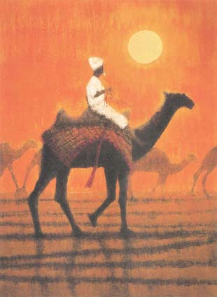 平山郁夫「朝陽の砂漠を行く」