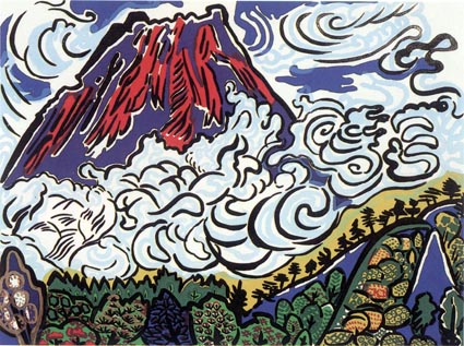片岡球子「積乱雲の富士」